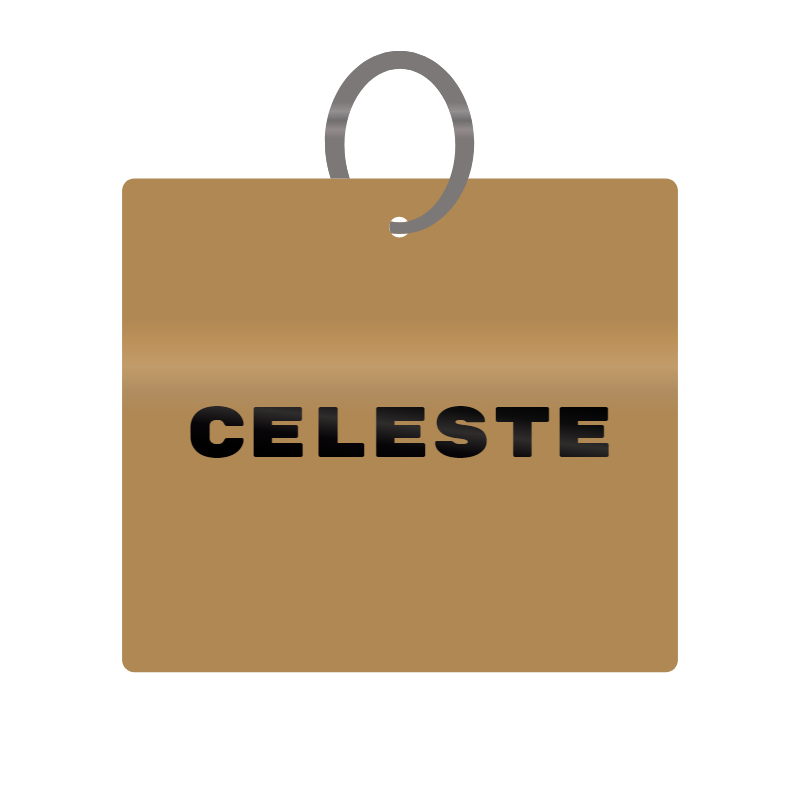 Celeste Engraved on Keychain in MDF 4cm x 4cm x 3mm