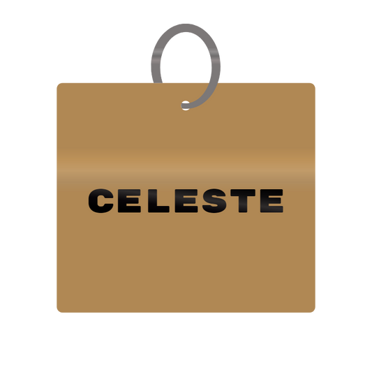 Celeste Engraved on Keychain in MDF 4cm x 4cm x 3mm