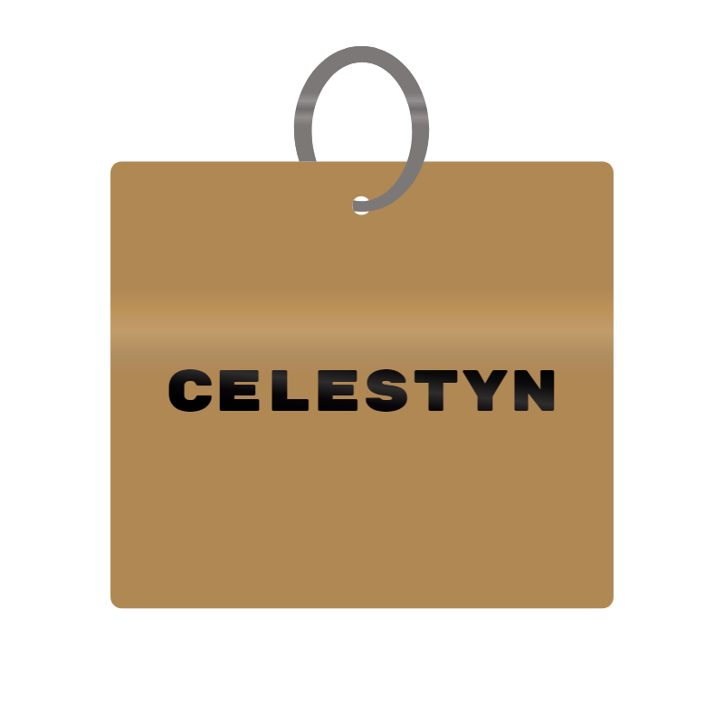 Celestyn Engraved on Keychain in MDF 4cm x 4cm x 3mm