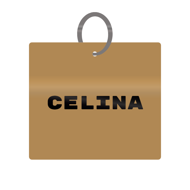 Celina Engraved on Keychain in MDF 4cm x 4cm x 3mm