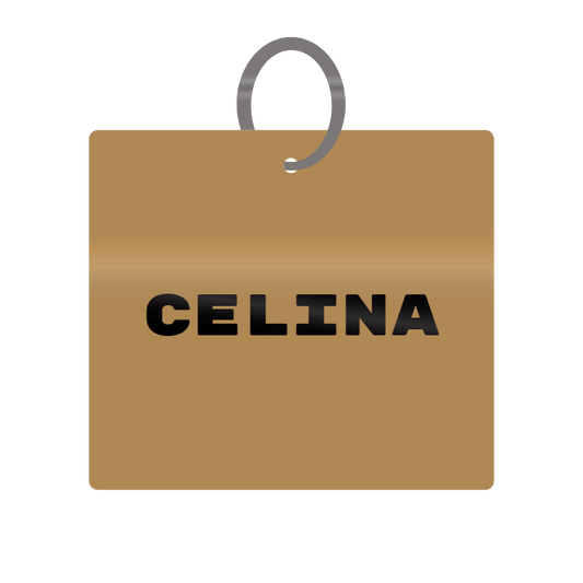 Celina Engraved on Keychain in MDF 4cm x 4cm x 3mm