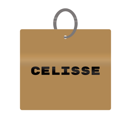 Celisse Engraved on Keychain in MDF 4cm x 4cm x 3mm