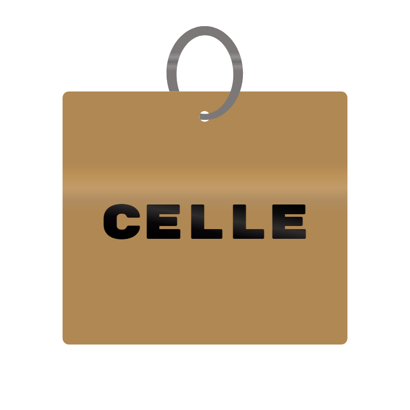 Celle Engraved on Keychain in MDF 4cm x 4cm x 3mm