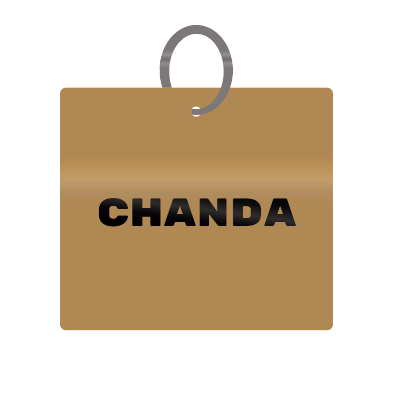 Chanda Engraved on Keychain in MDF 4cm x 4cm x 3mm