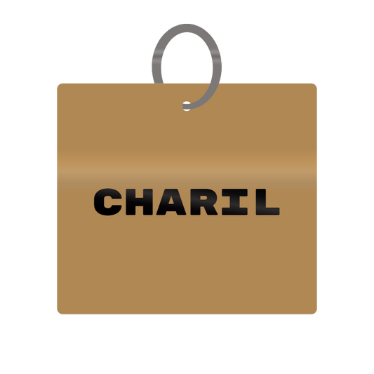 Charil Engraved on Keychain in MDF 4cm x 4cm x 3mm