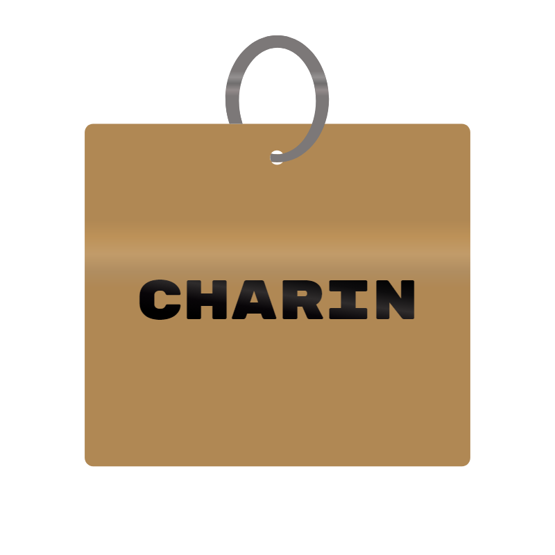 Charin Engraved on Keychain in MDF 4cm x 4cm x 3mm