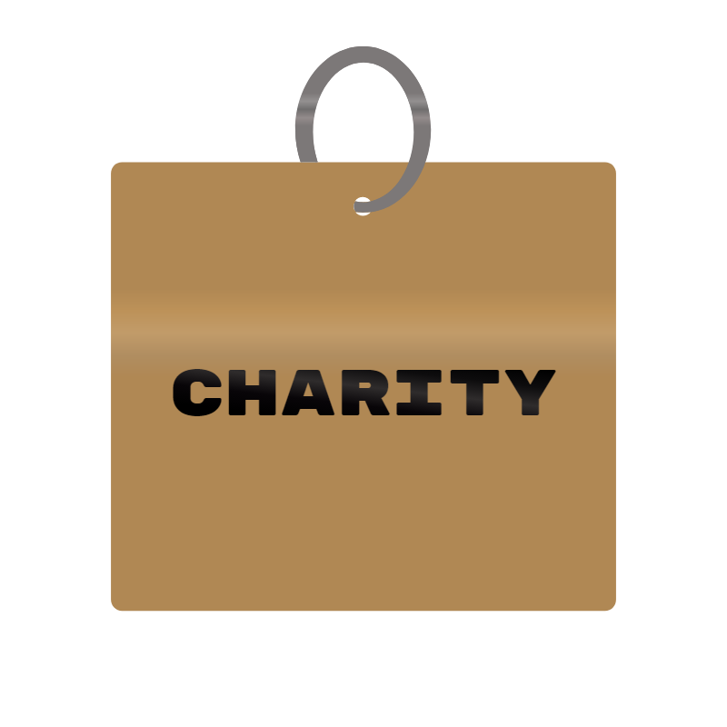 Charity Engraved on Keychain in MDF 4cm x 4cm x 3mm