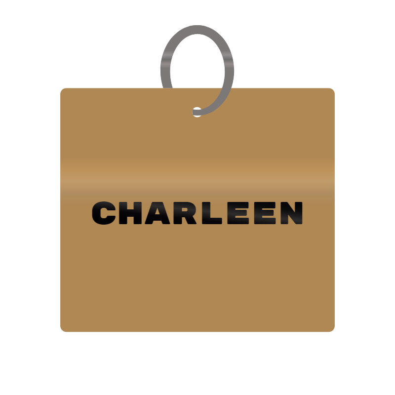 Charleen Engraved on Keychain in MDF 4cm x 4cm x 3mm