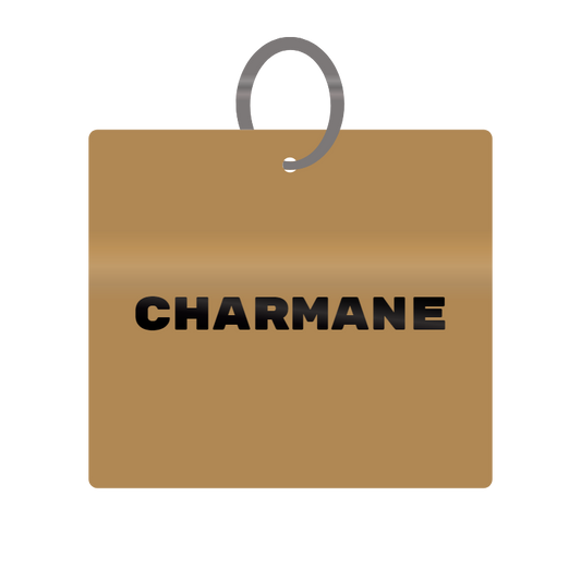 Charmane Engraved on Keychain in MDF 4cm x 4cm x 3mm