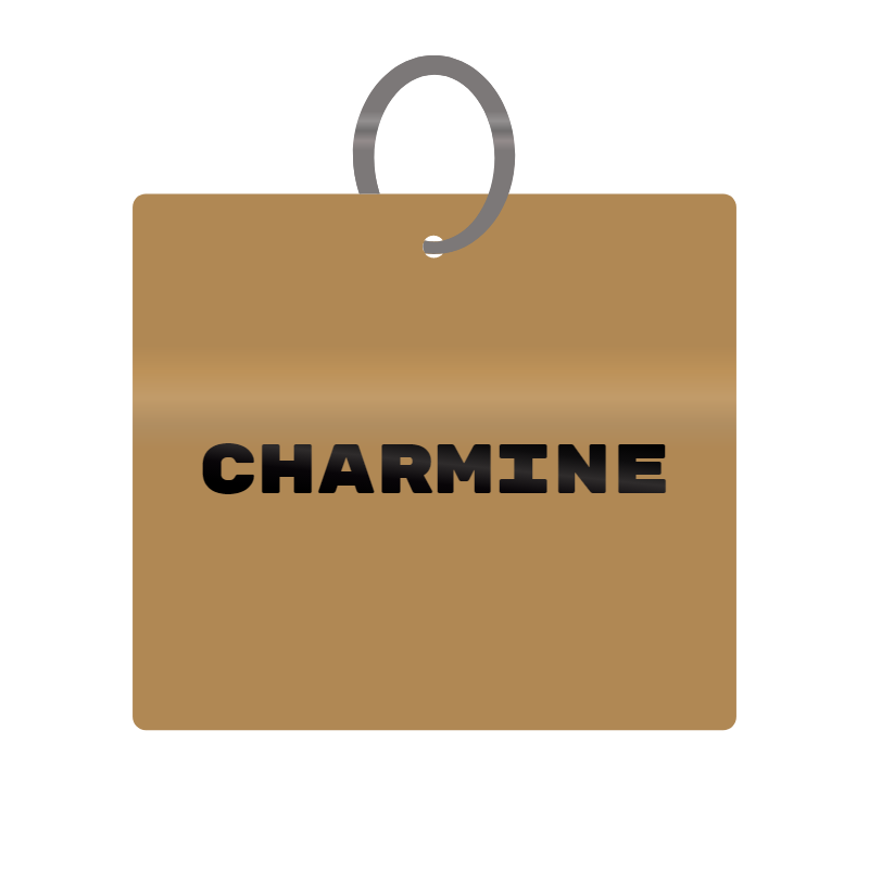 Charmine Engraved on Keychain in MDF 4cm x 4cm x 3mm