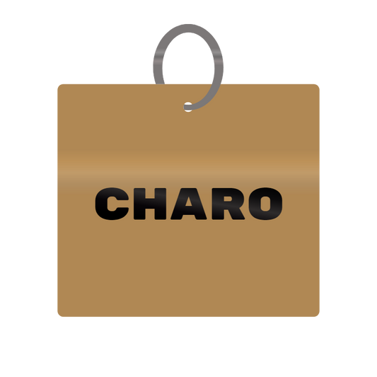 Charo Engraved on Keychain in MDF 4cm x 4cm x 3mm