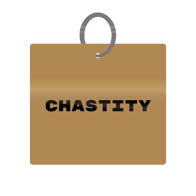 Chastity Engraved on Keychain in MDF 4cm x 4cm x 3mm