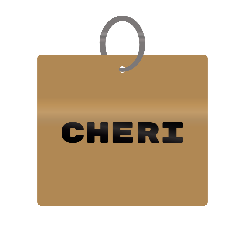 Cheri Engraved on Keychain in MDF 4cm x 4cm x 3mm