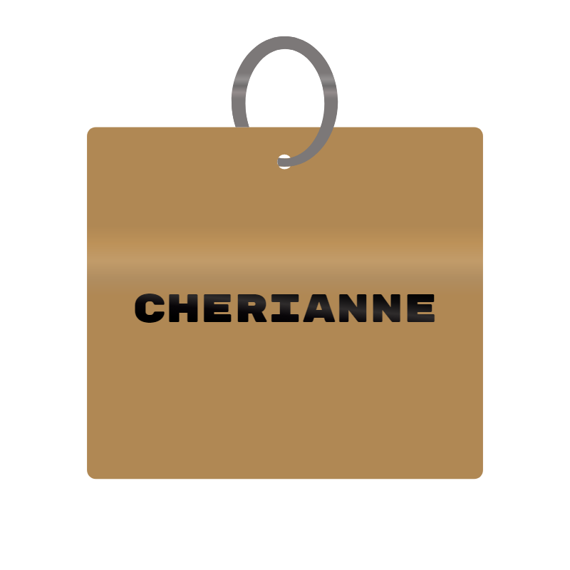 Cherianne Engraved on Keychain in MDF 4cm x 4cm x 3mm