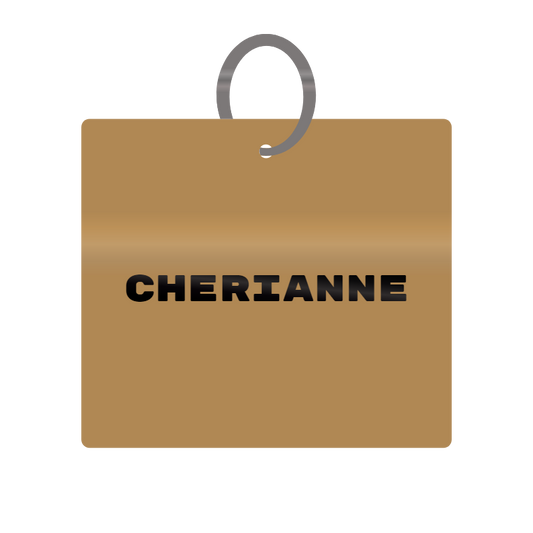 Cherianne Engraved on Keychain in MDF 4cm x 4cm x 3mm