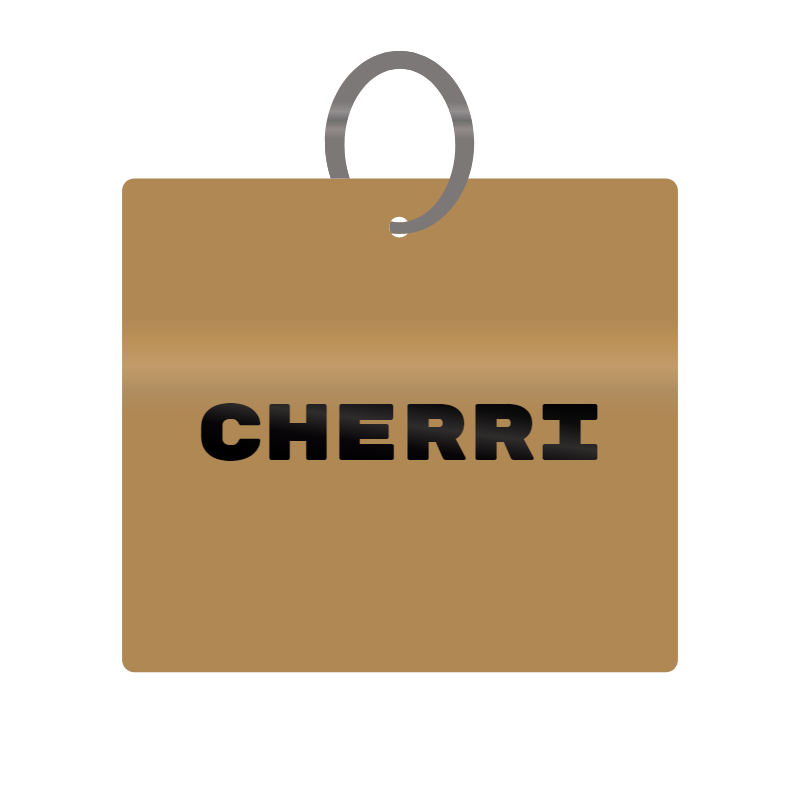 Cherri Engraved on Keychain in MDF 4cm x 4cm x 3mm