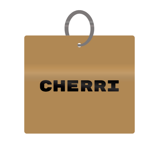 Cherri Engraved on Keychain in MDF 4cm x 4cm x 3mm