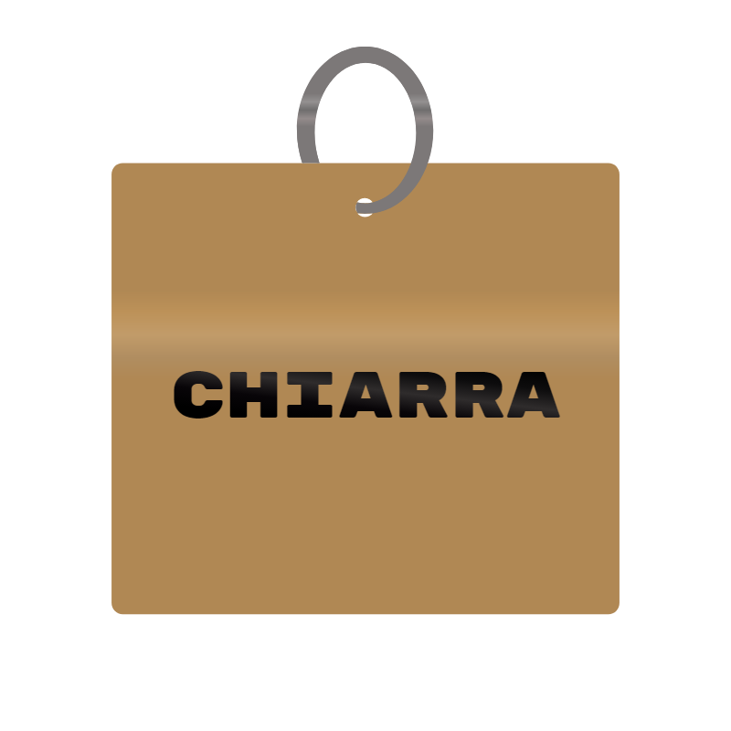 Chiarra Engraved on Keychain in MDF 4cm x 4cm x 3mm