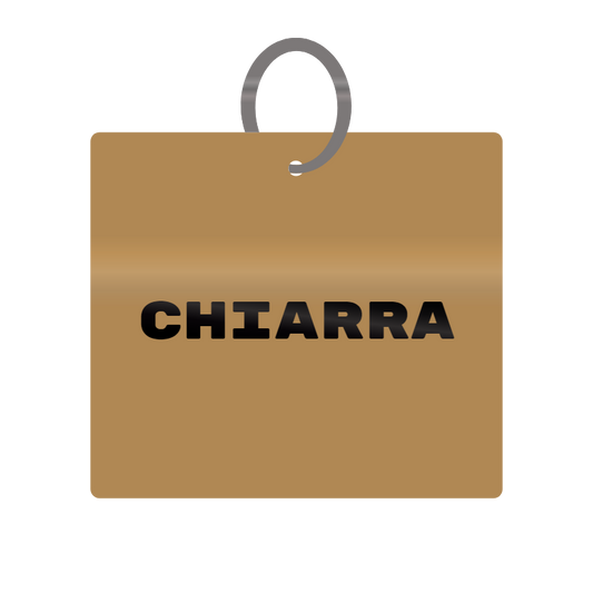 Chiarra Engraved on Keychain in MDF 4cm x 4cm x 3mm