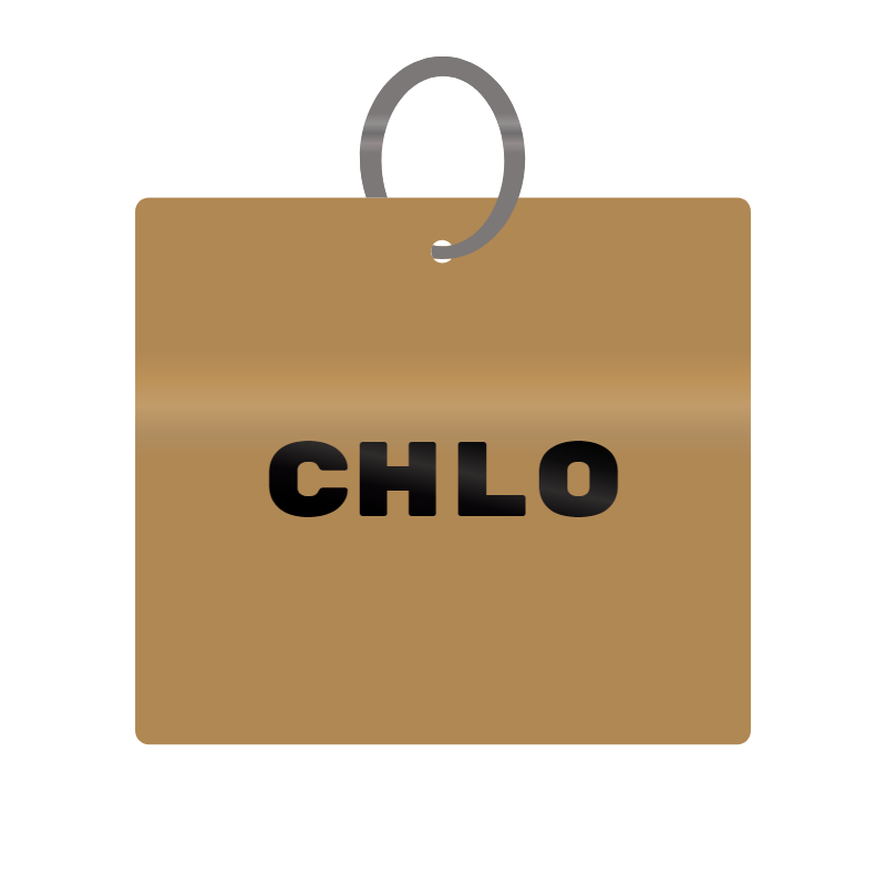 Chlo Engraved on Keychain in MDF 4cm x 4cm x 3mm