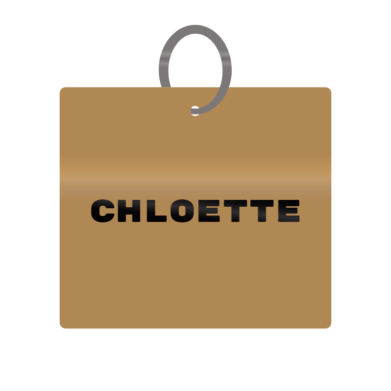 Chloette Engraved on Keychain in MDF 4cm x 4cm x 3mm