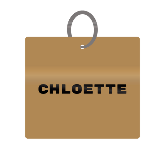 Chloette Engraved on Keychain in MDF 4cm x 4cm x 3mm