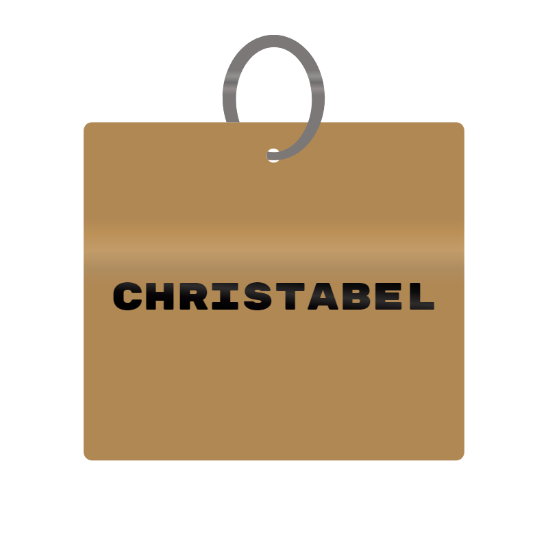 Christabel Engraved on Keychain in MDF 4cm x 4cm x 3mm