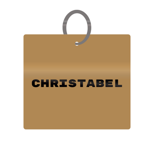 Christabel Engraved on Keychain in MDF 4cm x 4cm x 3mm