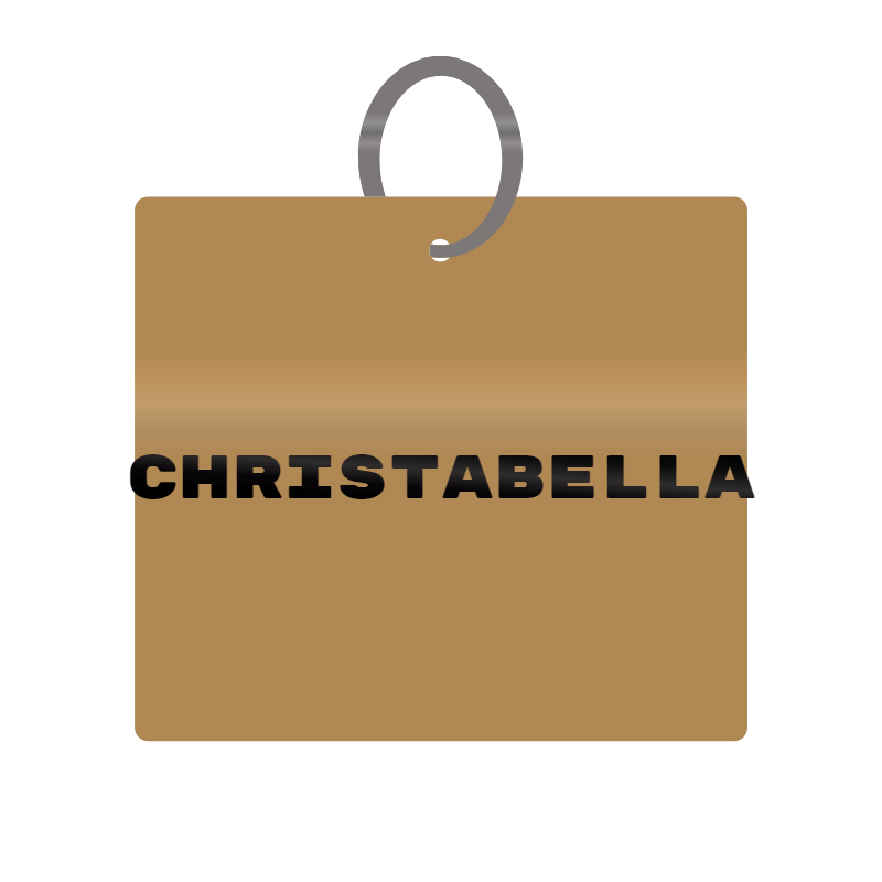 Christabella Engraved on Keychain in MDF 4cm x 4cm x 3mm