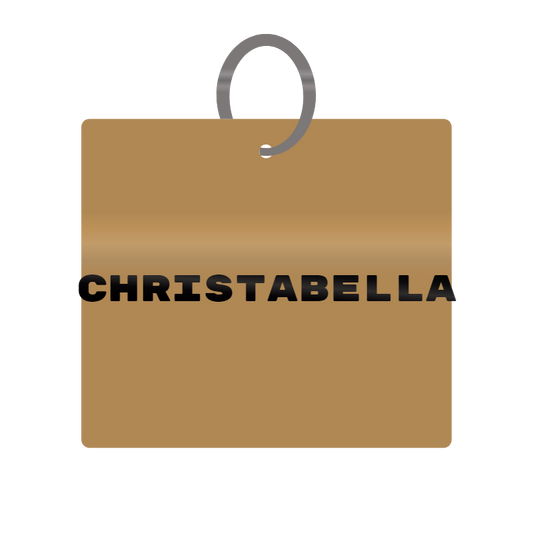 Christabella Engraved on Keychain in MDF 4cm x 4cm x 3mm