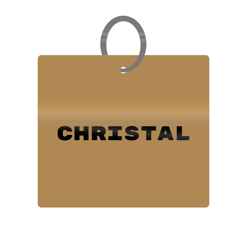 Christal Engraved on Keychain in MDF 4cm x 4cm x 3mm