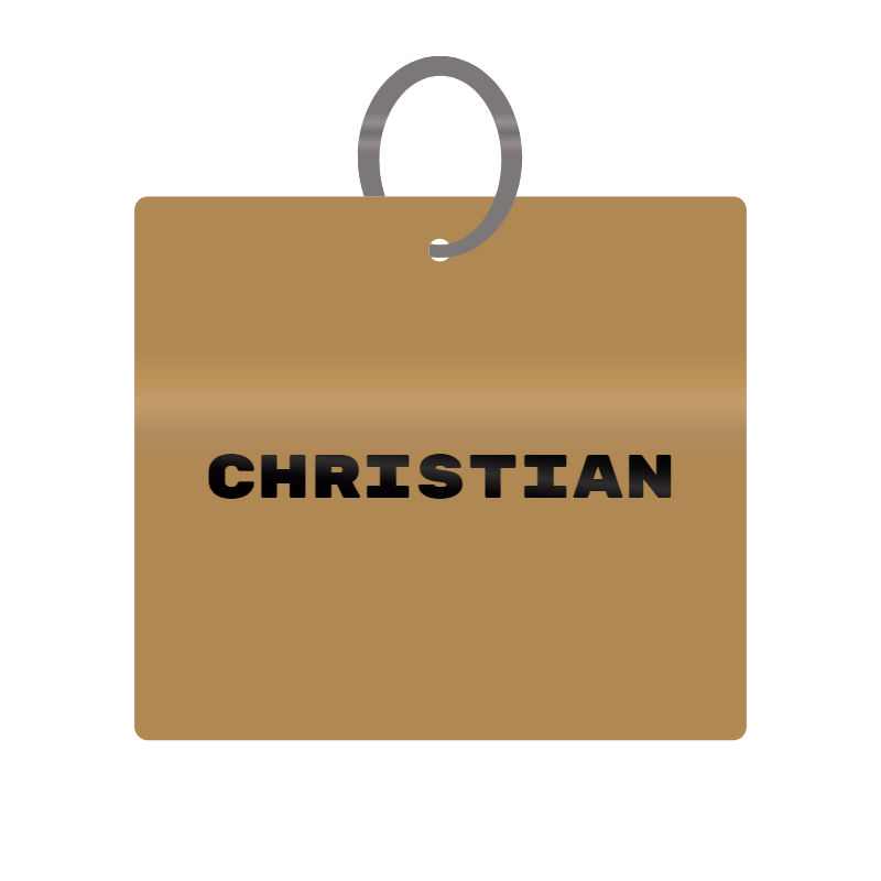 Christian Engraved on Keychain in MDF 4cm x 4cm x 3mm