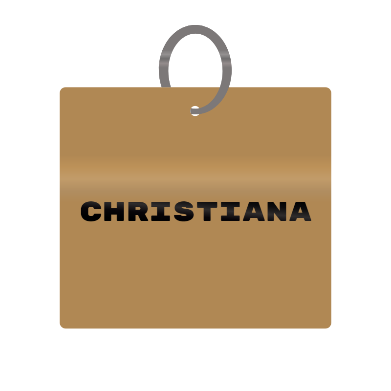 Christiana Engraved on Keychain in MDF 4cm x 4cm x 3mm