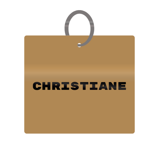 Christiane Engraved on Keychain in MDF 4cm x 4cm x 3mm