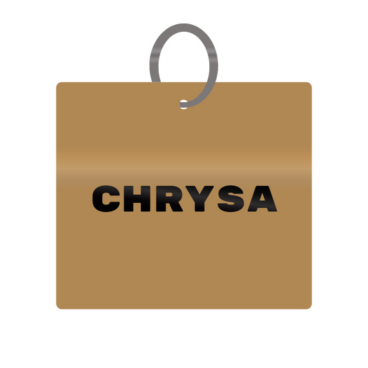 Chrysa Engraved on Keychain in MDF 4cm x 4cm x 3mm