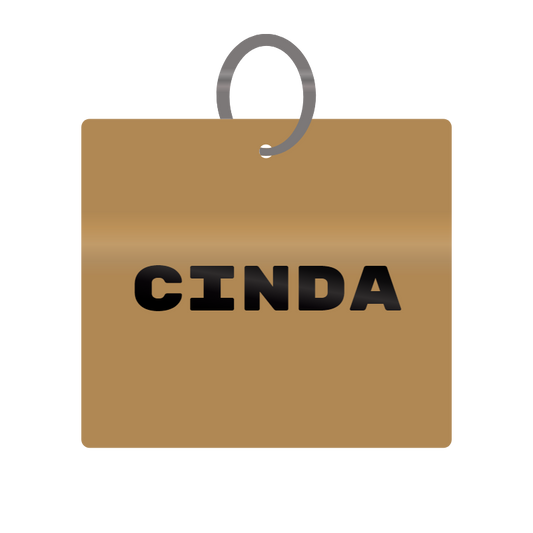 Keychain Engraved with Cinda MDF 4cm x 4cm x 3mm