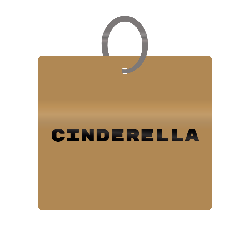 Keychain Engraved with Cinderella MDF 4cm x 4cm x 3mm