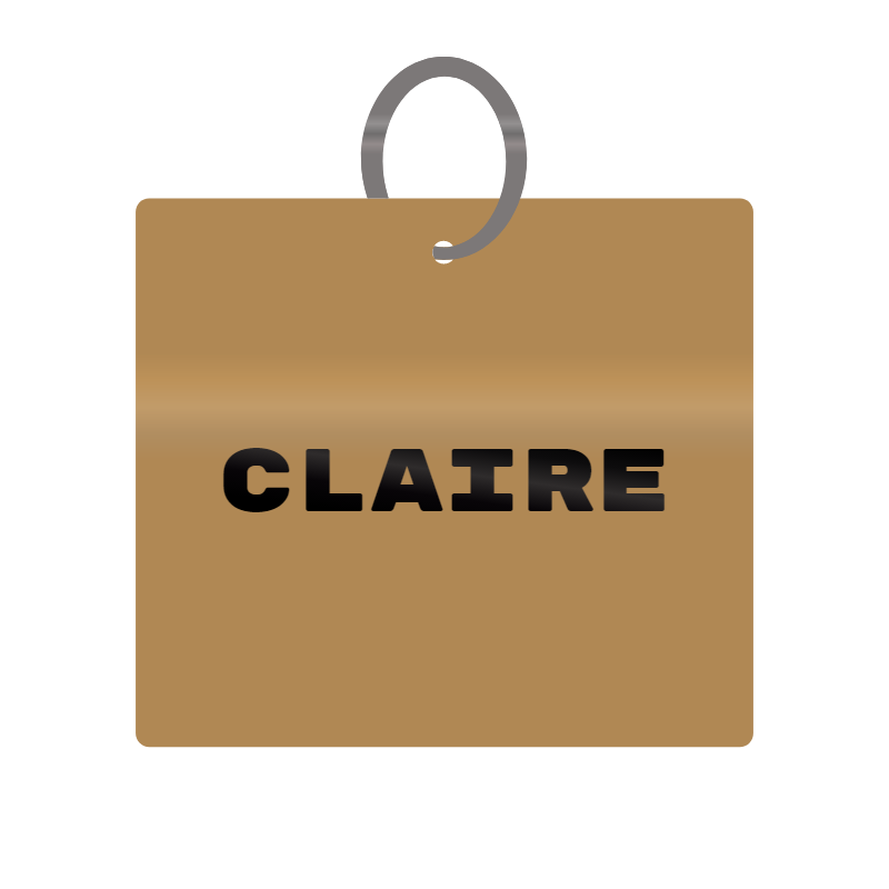 Keychain Engraved with Claire MDF 4cm x 4cm x 3mm