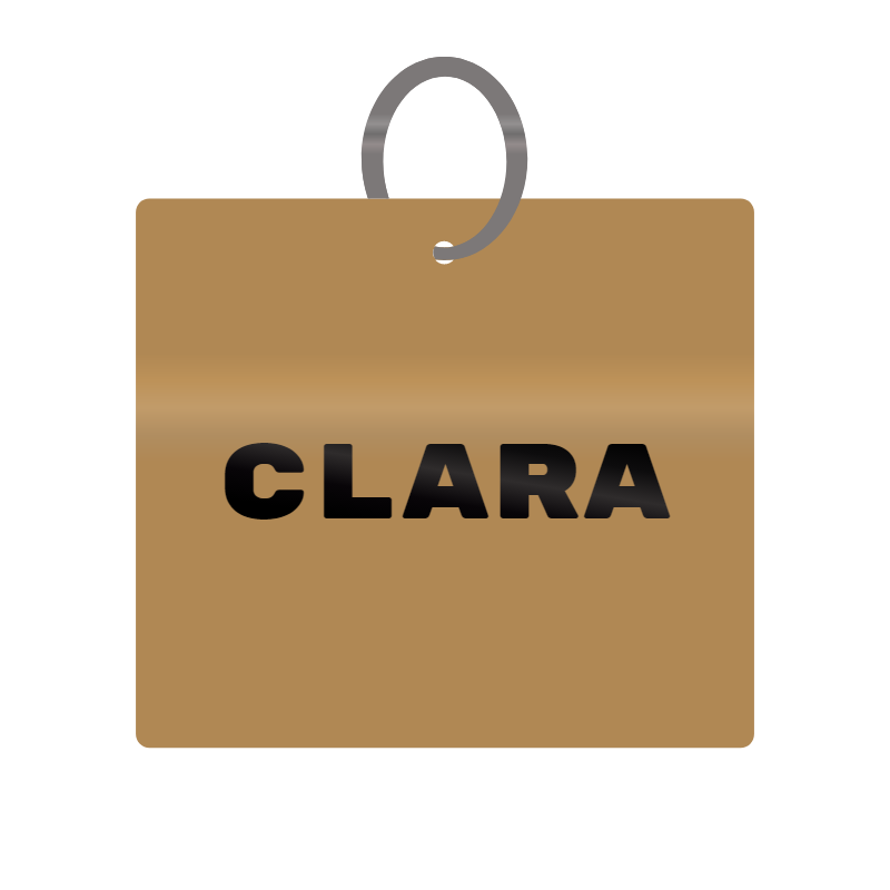 Keychain Engraved with Clara MDF 4cm x 4cm x 3mm