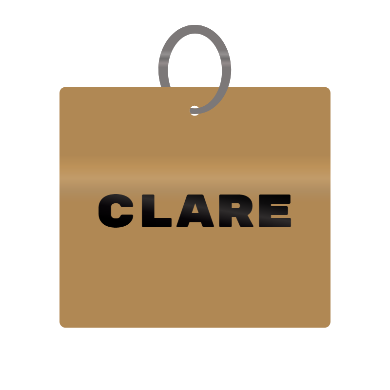 Keychain Engraved with Clare MDF 4cm x 4cm x 3mm