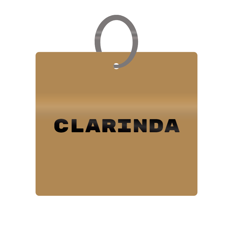 Keychain Engraved with Clarinda MDF 4cm x 4cm x 3mm