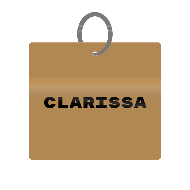 Keychain Engraved with Clarissa MDF 4cm x 4cm x 3mm