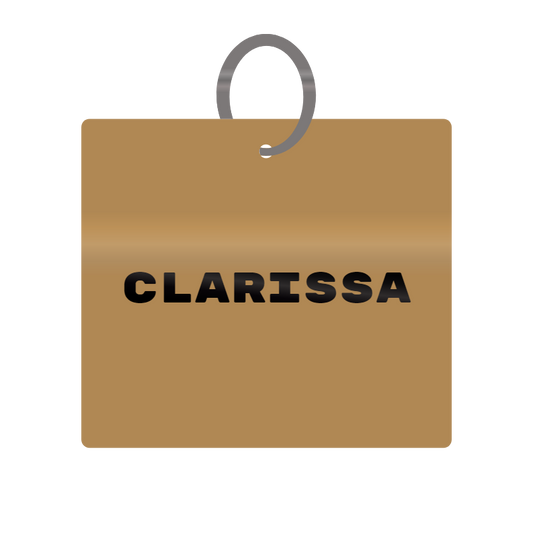 Keychain Engraved with Clarissa MDF 4cm x 4cm x 3mm