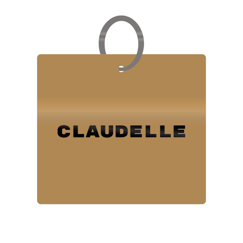 Keychain Engraved with Claudelle MDF 4cm x 4cm x 3mm