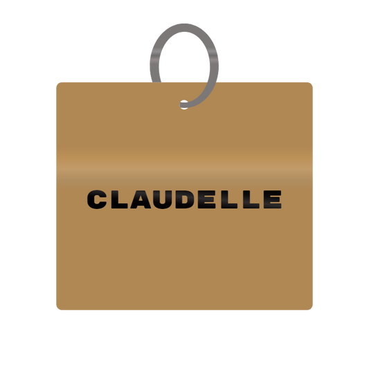 Keychain Engraved with Claudelle MDF 4cm x 4cm x 3mm