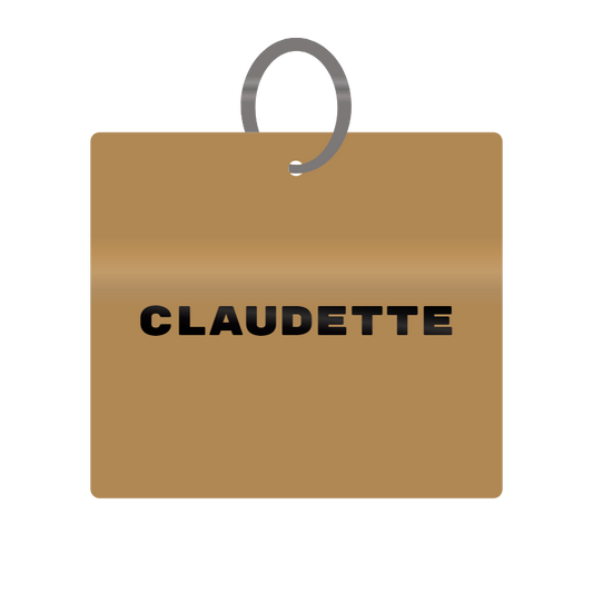 Keychain Engraved with Claudette MDF 4cm x 4cm x 3mm