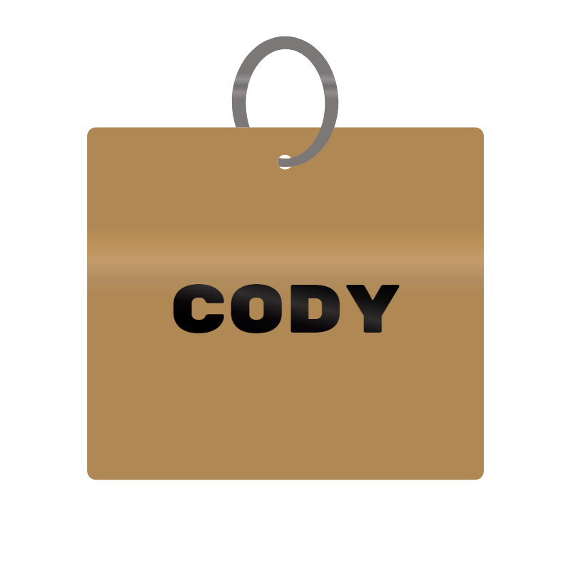 Keychain Engraved with Cody MDF 4cm x 4cm x 3mm