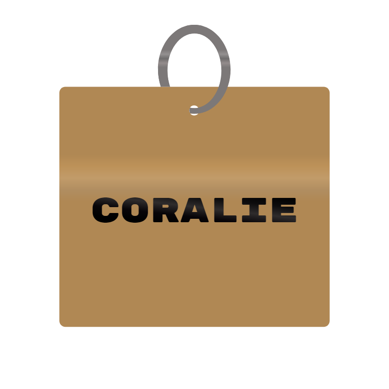 Keychain Engraved with Coralie MDF 4cm x 4cm x 3mm