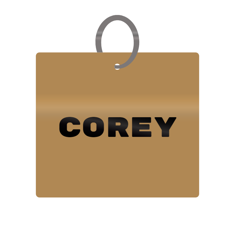 Keychain Engraved with Corey MDF 4cm x 4cm x 3mm