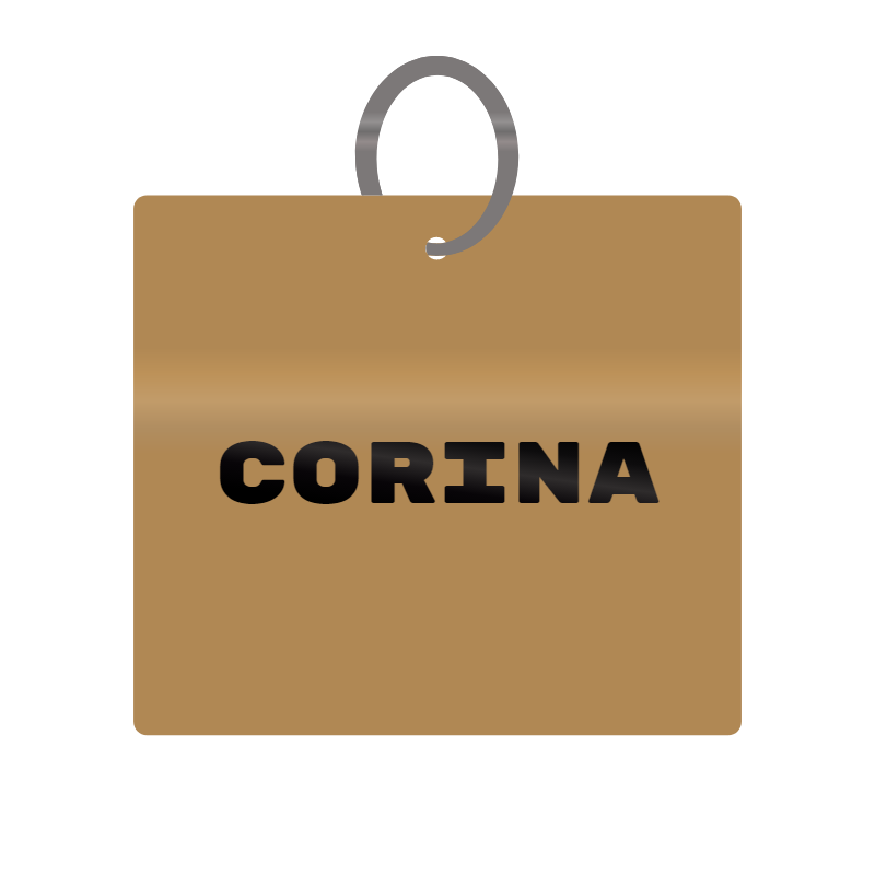 Keychain Engraved with Corina MDF 4cm x 4cm x 3mm